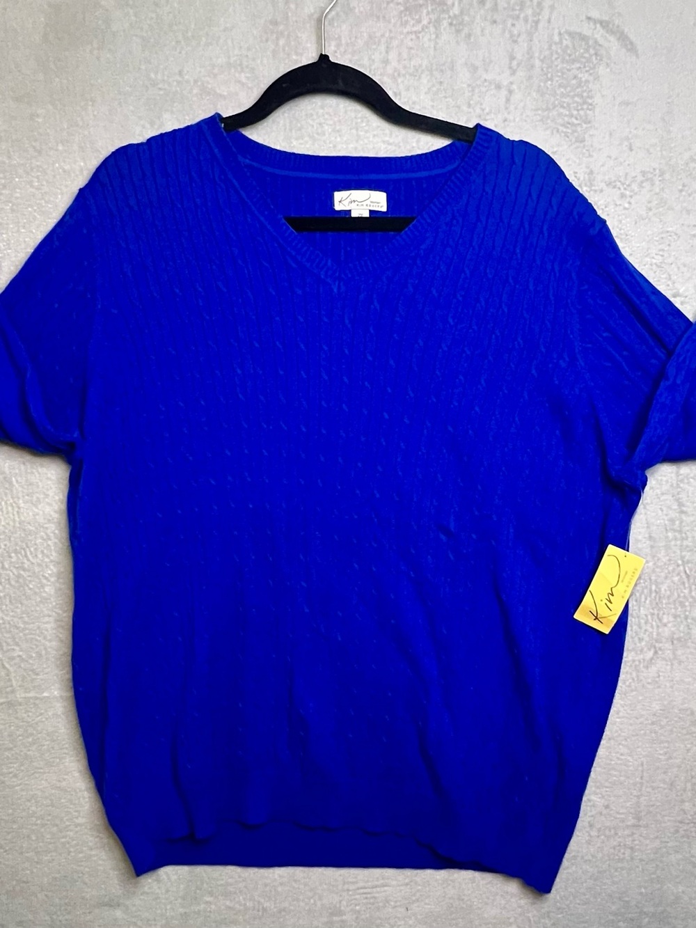 Kim Rogers Royal Blue V-Neck Cable Knit Sweater